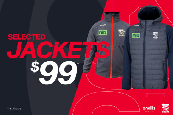 Official O'Neills 2022 Newcastle Knights jacket for only $99*!